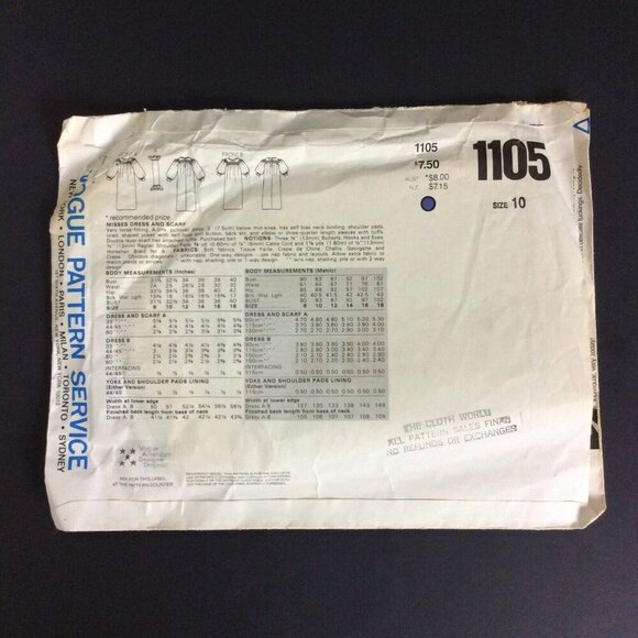 Vogue 1105 Sewing Pattern Albert Nipon Dress Size 10 American Designer - Picture 2 of 3